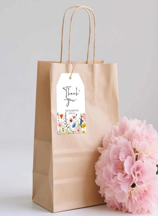 جيجاكرافت بطاقات شكر من jijAcraft بتصميم زهور برية - 50 بطاقة هدايا لحفلات الزهور مع خيط، مقاس 3.3 × 2.1 بوصة، بطاقة ورقية بيضاء كبيرة للتعليق، شكرًا لمشاركتكم فرحتنا، مناسبة لحفلات الزفاف، وحفلات استقبال المولود، وأعياد الميلاد - Image 5